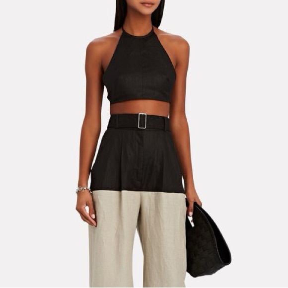 Matthew Bruch Tops - Matthew Bruch Linen Halter Crop Top - Sz XS